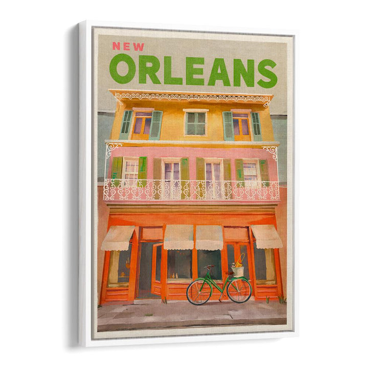 Vintage travel poster showcasing vibrant New Orleans, Louisiana, perfect for decor enthusiasts and art lovers. NEW ORLEANS LOUISIANA, TRAVEL POSTERS.
