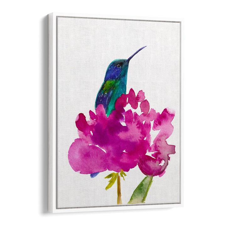 HUMMINGBIRD IN A PEONY , ANIMAL PAINTINGS
