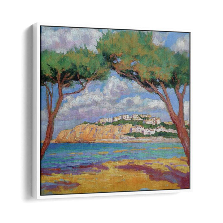 Cypress Trees on the Beach artwork showcases serene coastal beauty and tranquility, perfect for any nature lover.