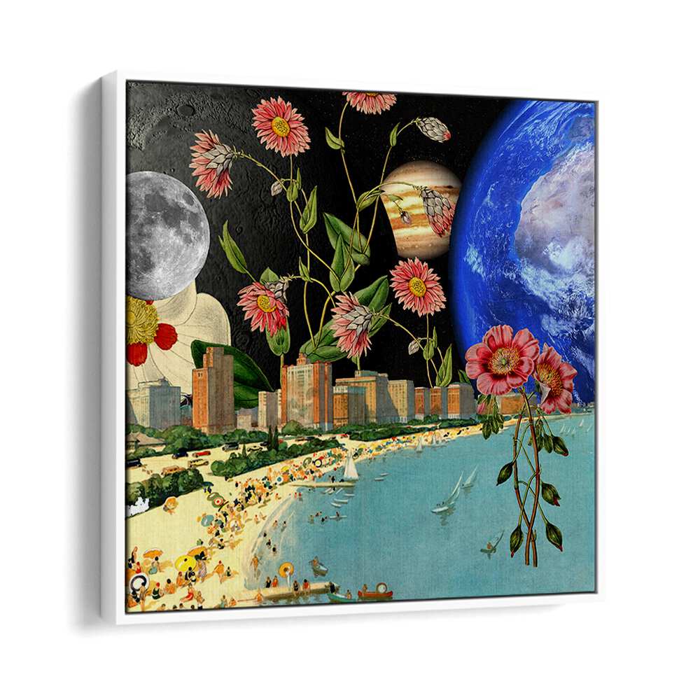 Surreal art print showcasing a vibrant beach with a view, perfect for enhancing your space. Ideal for nature lovers.
