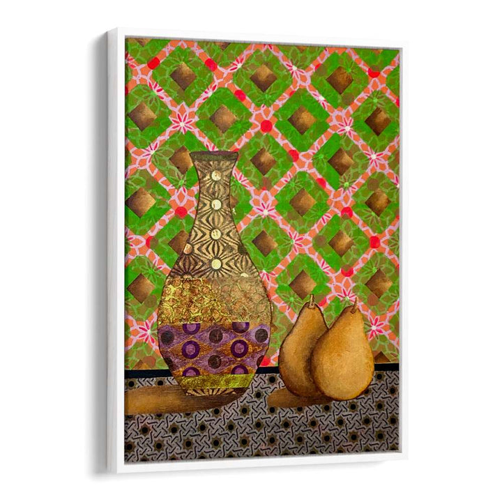 AWAKENING HUES, KITCHEN POSTERS showcase a vibrant vase and pears, perfect for enhancing your home decor.