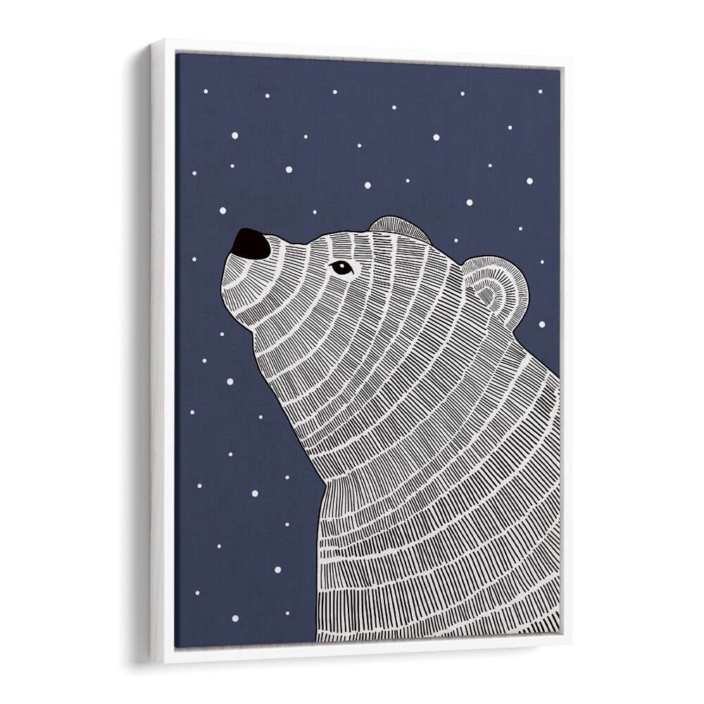 POLA BEAR NIGHT GAZE, KIDS ROOM PAINTINGS creates a serene winter atmosphere with its charming polar bear design.