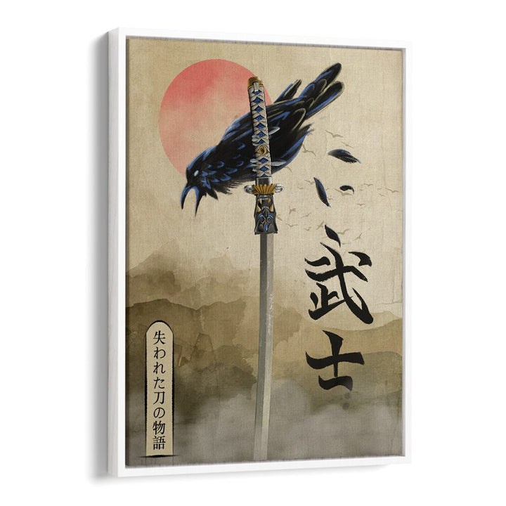 Stunning DEAD SOULS , JAPANESE PAINTINGS artwork featuring a sword and crow against a serene backdrop. Perfect for art lovers.