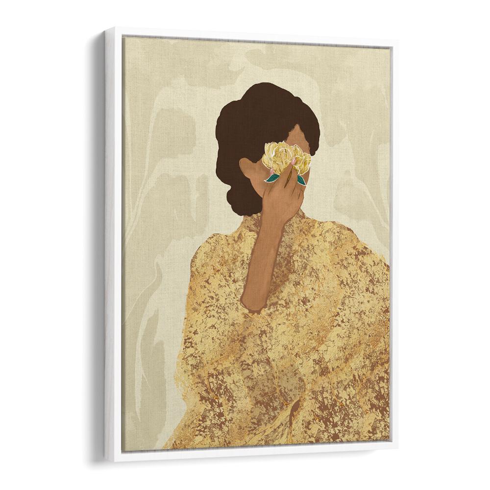 Exquisite WOMAN WITH GOLD PEONY, PORTRAITS artwork blending spirituality and fine art, perfect for any space.