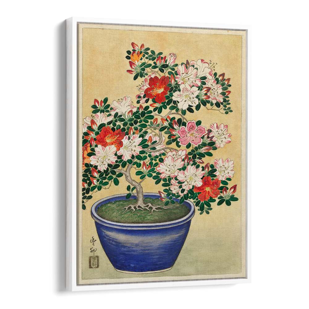 BLOOMING AZALEA IN BLUE POT (1920 - 1930)  , JAPANESE PAINTINGS , JAPANESE ART PRINTS