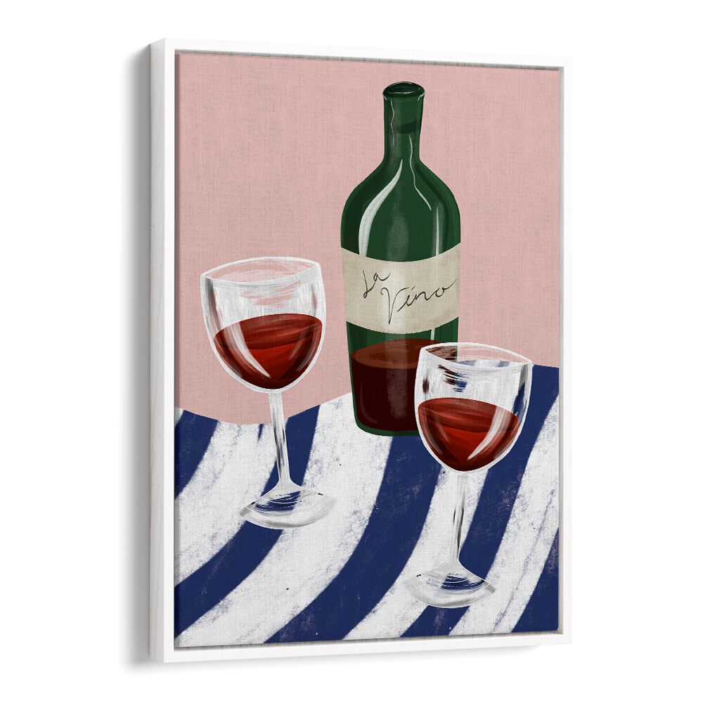 Colorful WINE TIME, BAR art featuring wine glasses and a bottle, perfect for enhancing your cafe decor.