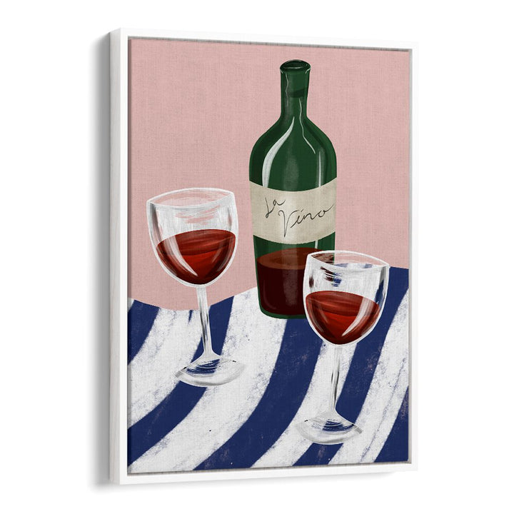 Colorful WINE TIME, BAR art featuring wine glasses and a bottle, perfect for enhancing your cafe decor.