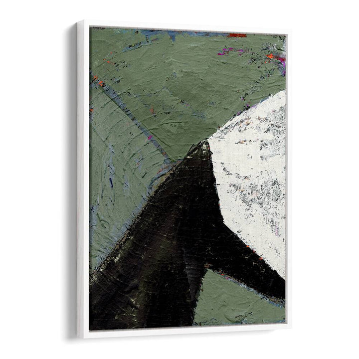 Sleek design of CONVERGENCE, ABSTRACT PAINTINGS featuring textured layers in green, black, and white tones.