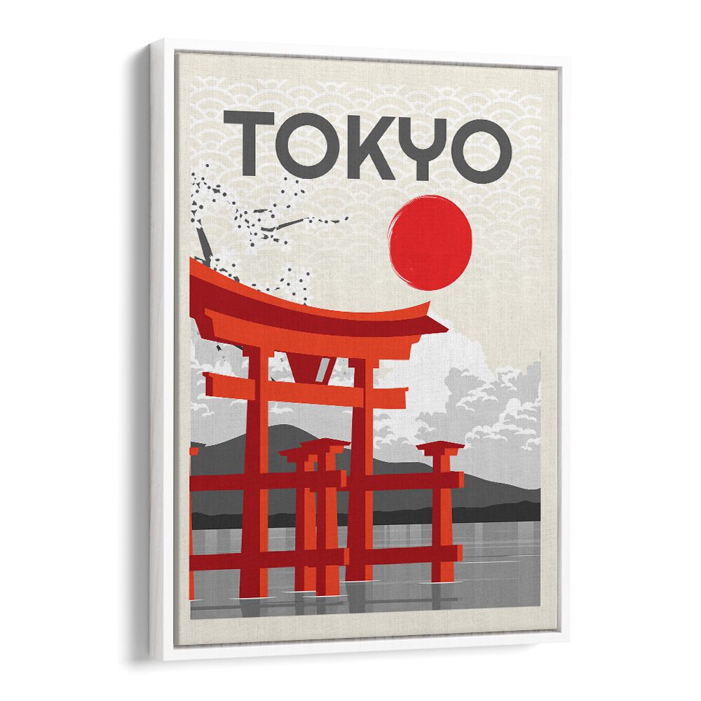 TOKYO SUN, JAPANESE PAINTINGS showcases a vibrant torii gate and sun, capturing Tokyo's energetic essence.