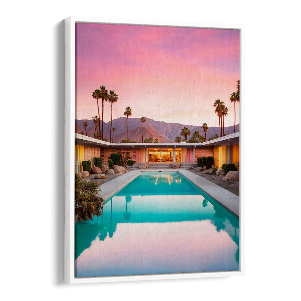 Stunning MID-CENTURY POOL, BEACH PAINTINGS by Philippe Hugonnard, showcasing retro elegance and vibrant colors.