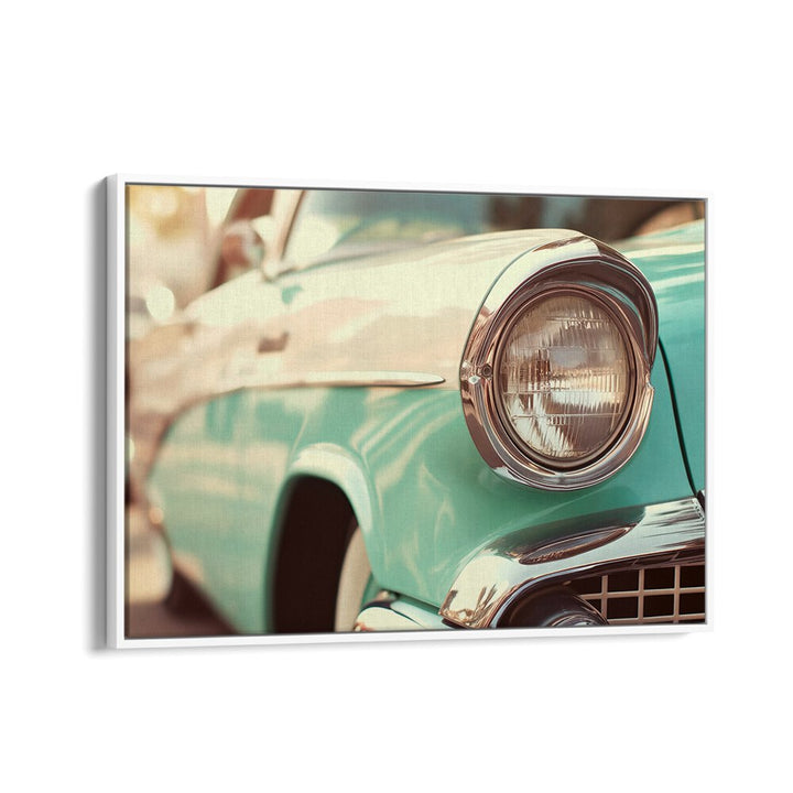 Classic turquoise vintage car showcasing VINTAGE CAR VIBES , CAR POSTERS by Philippe Hugonnard for timeless decor.