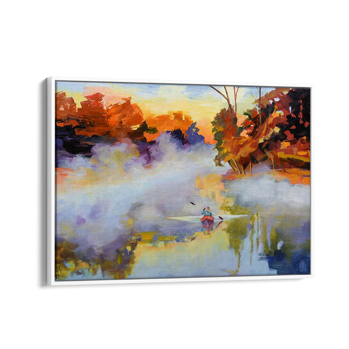 PADDLING IN THE MIST , LANDSCAPE PAINTINGS