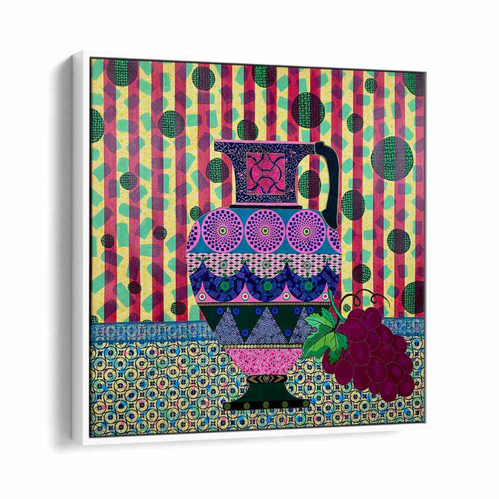 Colorful SUMMER NIGHT DREAM, KITCHEN POSTERS featuring a vibrant vase and grapes, perfect for enhancing your kitchen decor.