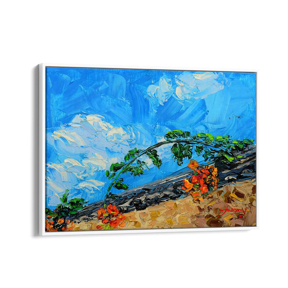 Vibrant JACARANDA CANVAS, FLORAL FLOWER PAINTINGS capturing bright flowers and blue skies, perfect for your decor.