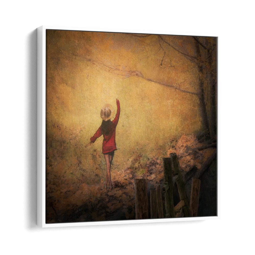 surreal painting - FAIRY TALE GOLDEN AUTUMN WALL ART by Asianmonk