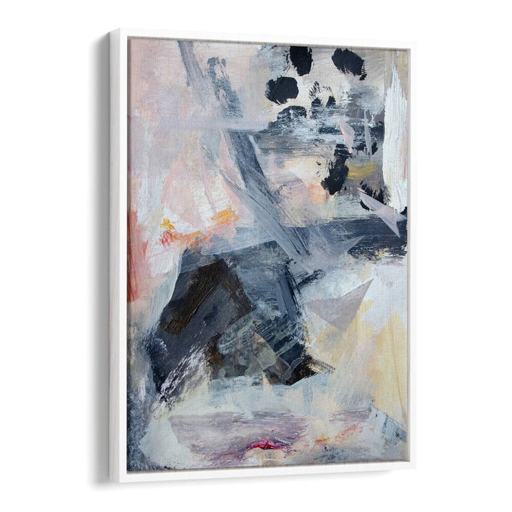Abstract painting featuring layers and shapes in soft hues, perfect for modern decor. LAYERS AND SHAPES, ABSTRACT PAINTINGS.