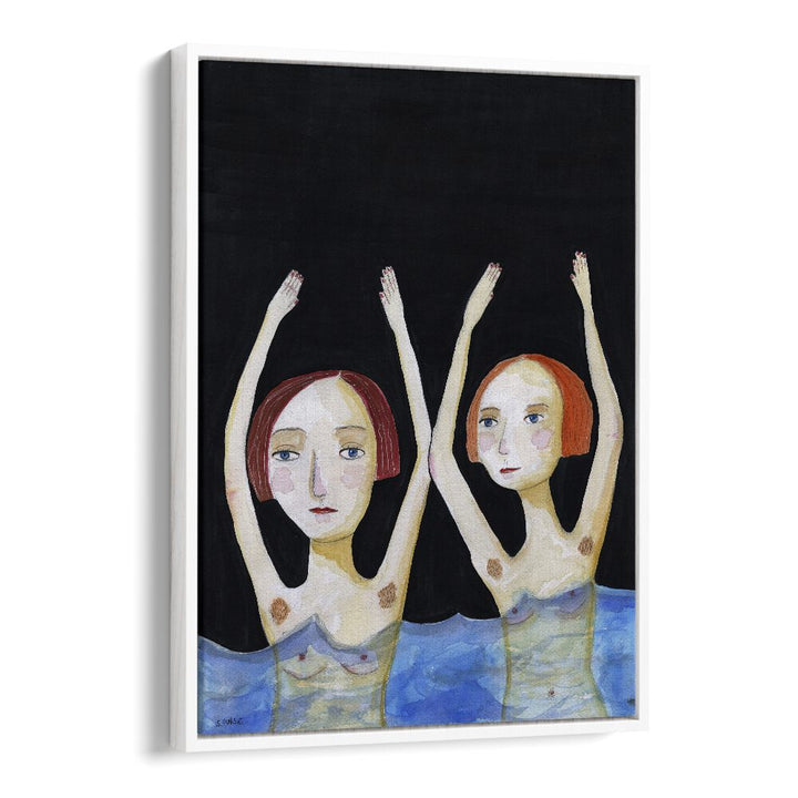 Vintage painting - SWIMMING GIRLS by Asianmonk