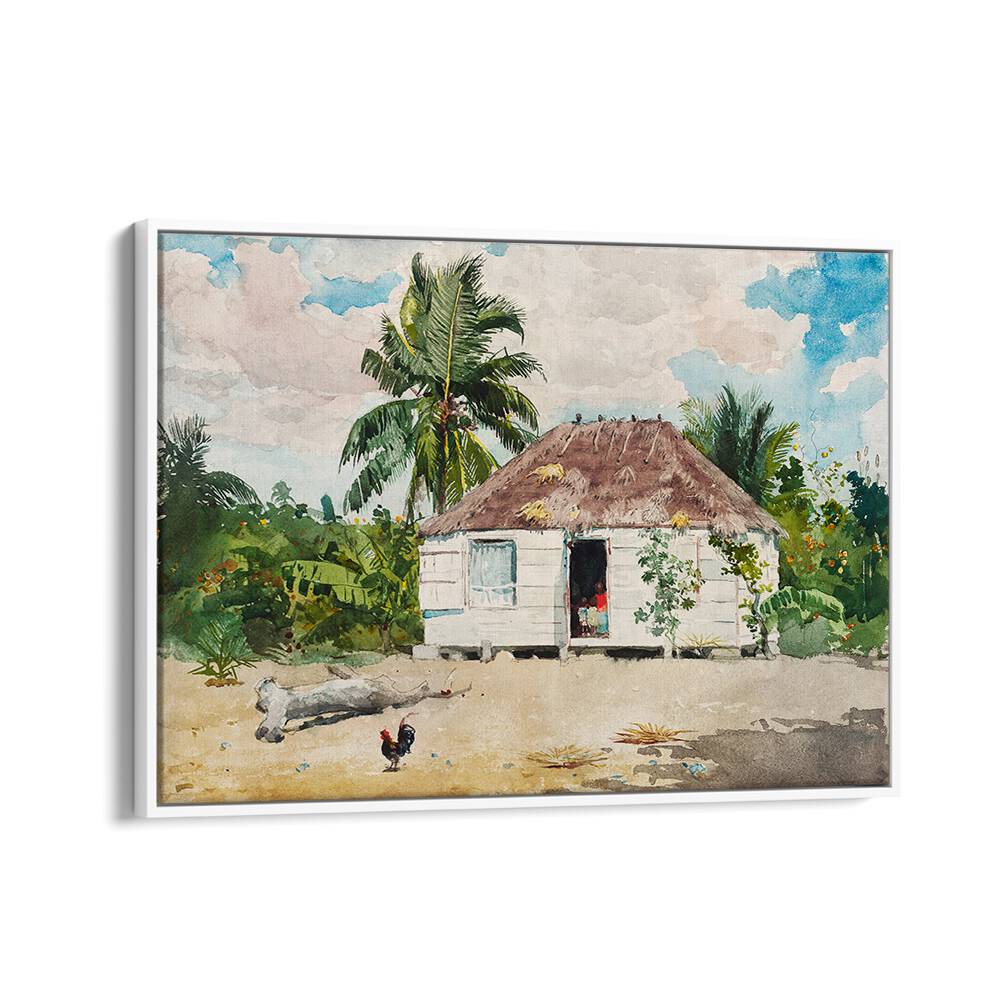 NATIVE HUT AT NASSAU (1885) , VINTAGE PAINTINGS