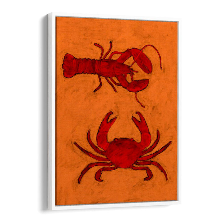Vibrant COASTAL CREATURES, KITCHEN POSTERS featuring a lobster and crab, perfect for ocean-themed decor.