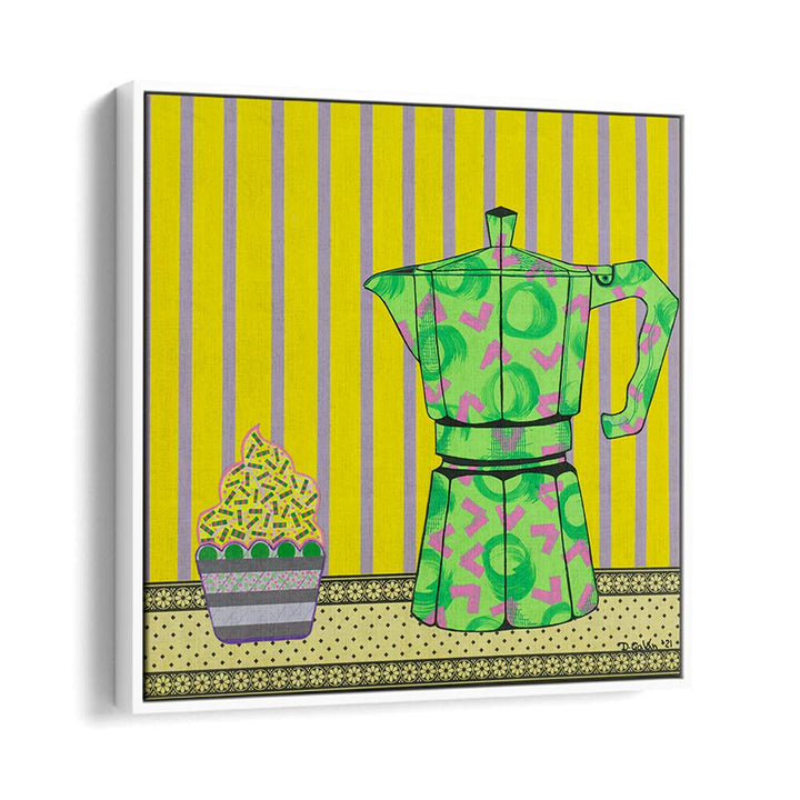 Bright and playful CAFETERA A CUPCAKE, KITCHEN POSTERS featuring a whimsical coffee maker and cupcake design.