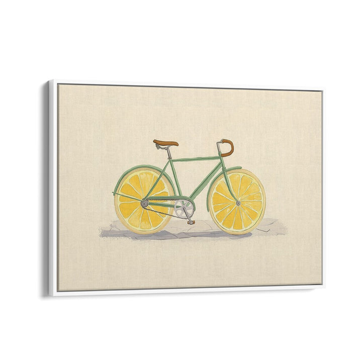 Vibrant BICYCLE WITH LEMON WHEELS, KITCHEN POSTERS adds a splash of color to your kitchen decor.