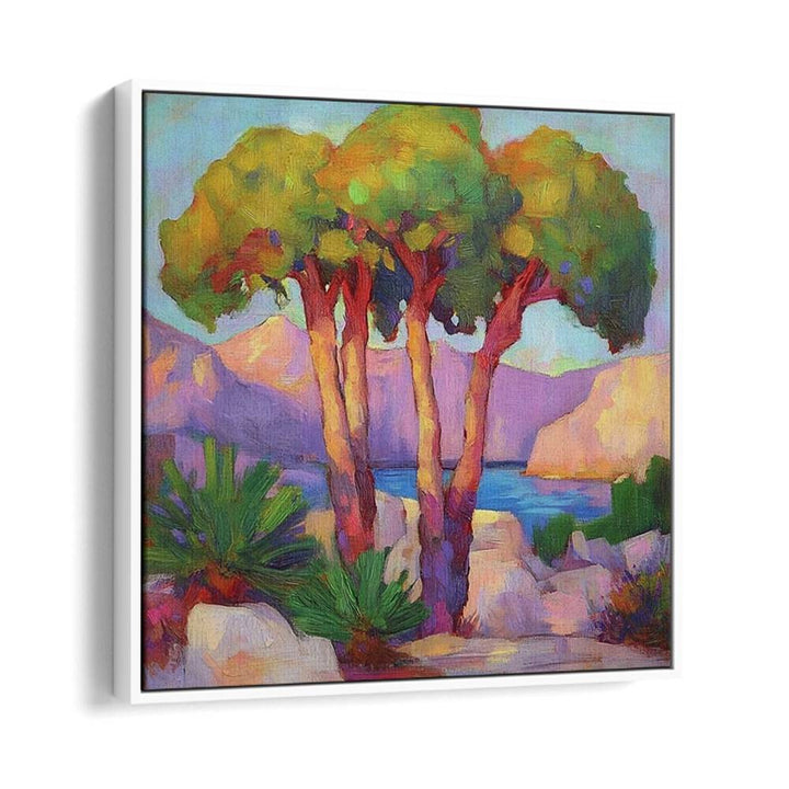 Experience tranquility with THREE TREES BY THE SEA artwork, a beautiful piece perfect for nature lovers and coastal décor.