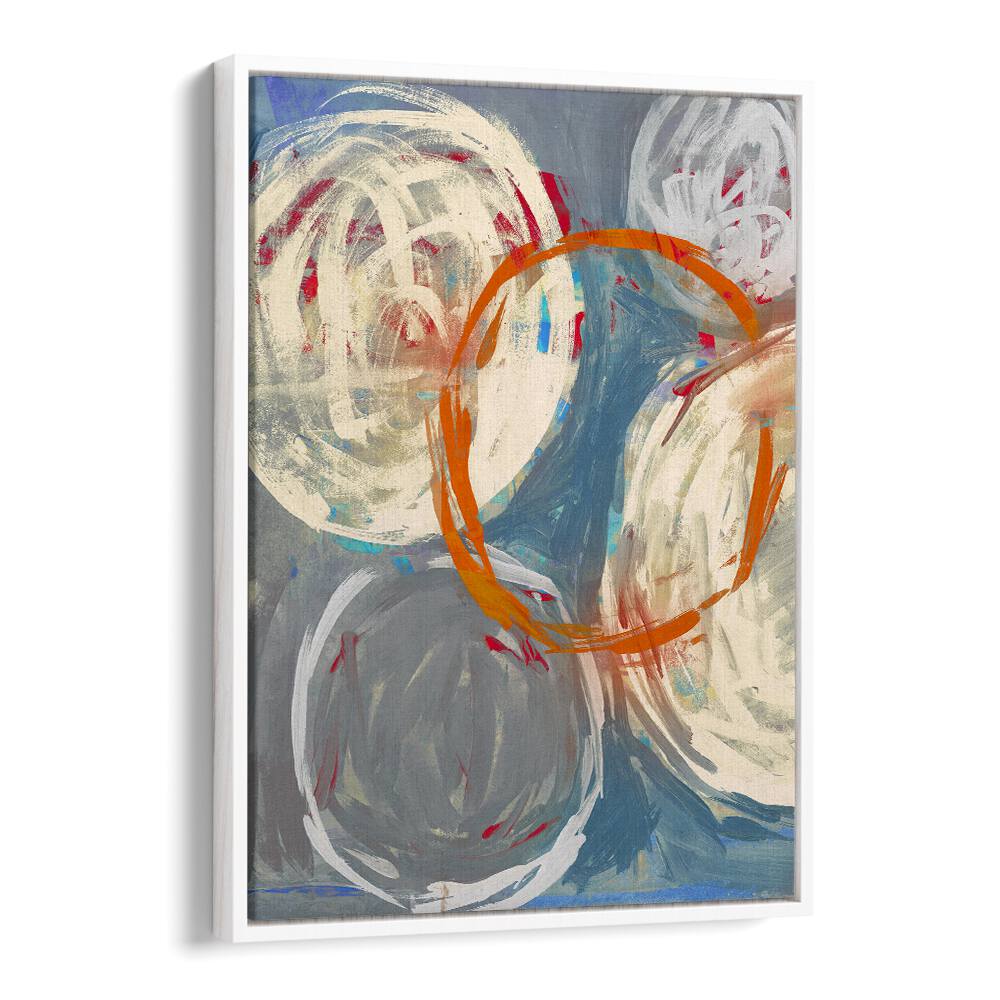 Colorful composition of LINKED TOGETHER, ABSTRACT PAINTINGS showcasing vibrant circles and dynamic brush strokes.