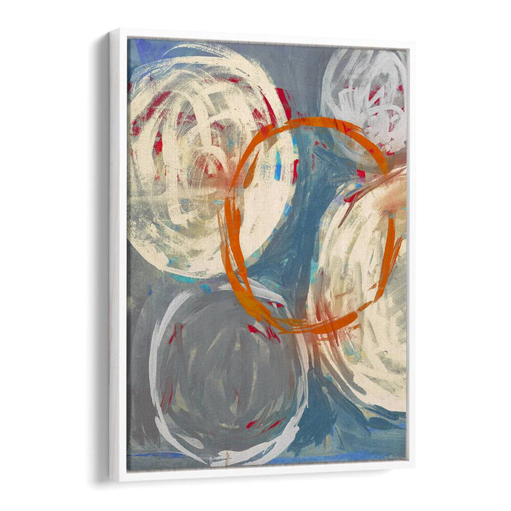 Colorful composition of LINKED TOGETHER, ABSTRACT PAINTINGS showcasing vibrant circles and dynamic brush strokes.