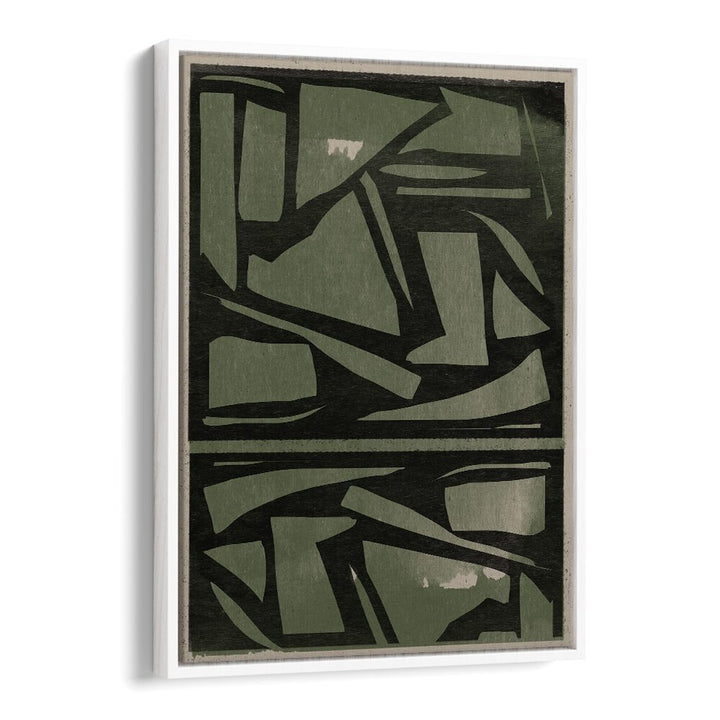Elevate your decor with the GREEN AND BLACK PAPER CUT, ABSTRACT PAINTINGS featuring striking shapes and modern elegance.