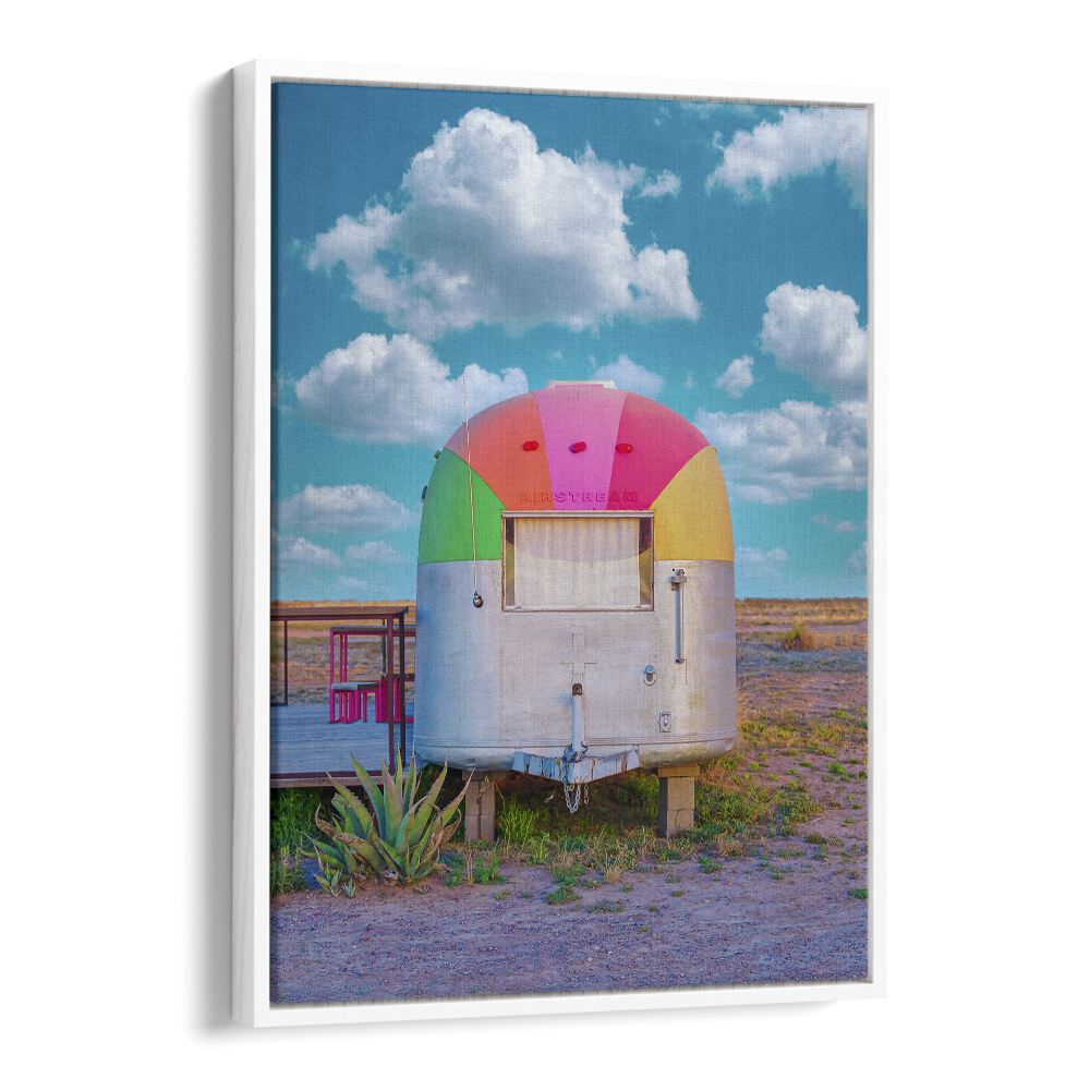 surreal painting - VINTAGE CAMPER TRAILER WITH RAINBOW TOP by Asianmonk