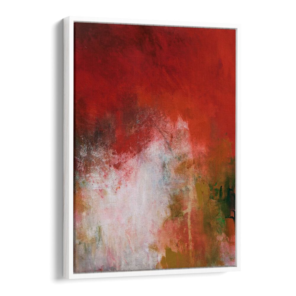 Vibrant reds and dynamic brush strokes define TROPICS I, ABSTRACT PAINTINGS, enhancing any contemporary space.