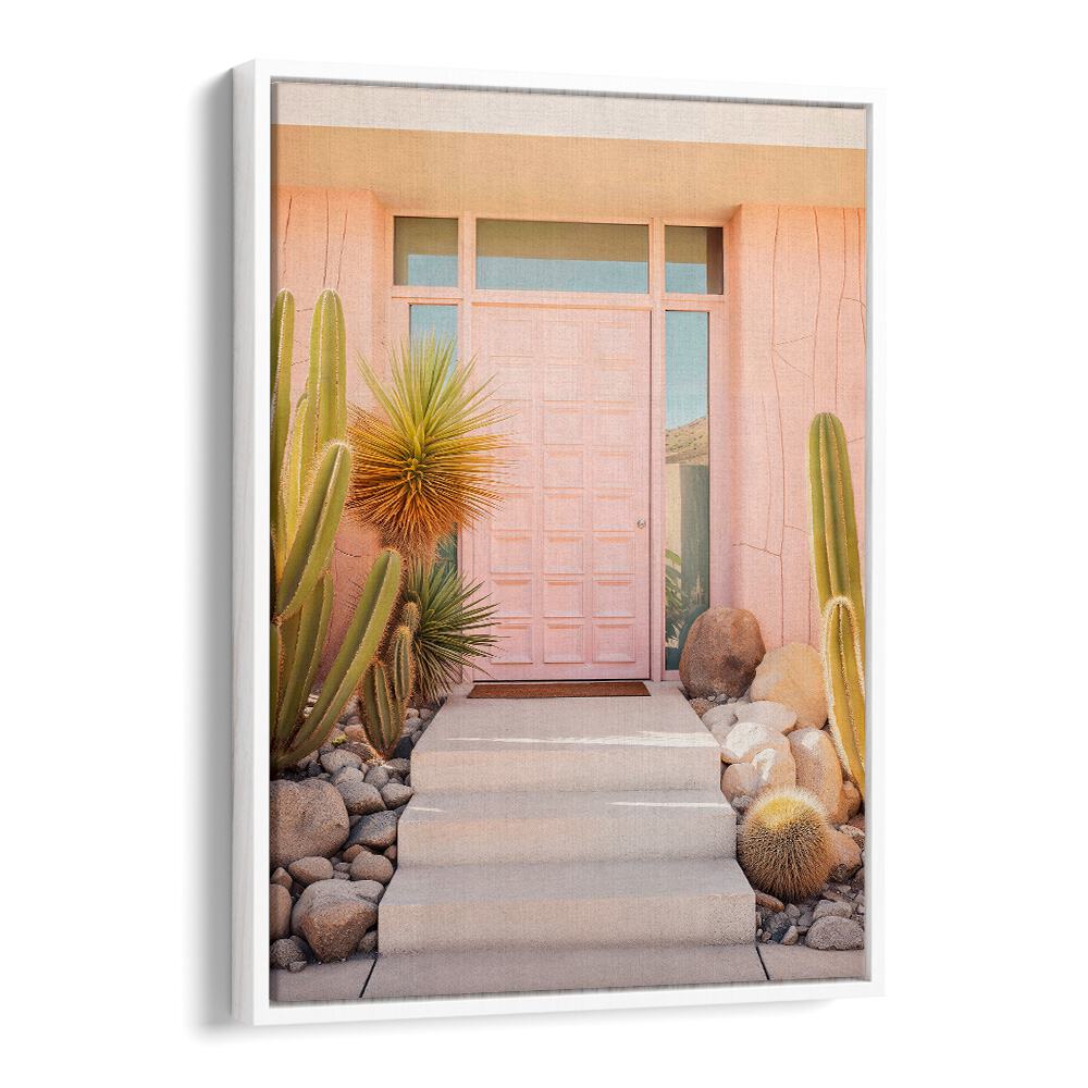 Stylish PINK MID-CENTURY, BEACH PAINTINGS featuring a pastel entrance with desert plants by Philippe Hugonnard.