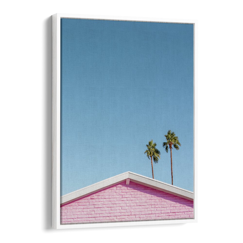 surreal painting - PINK ROOFLINE WITH PALM TREES by Asianmonk