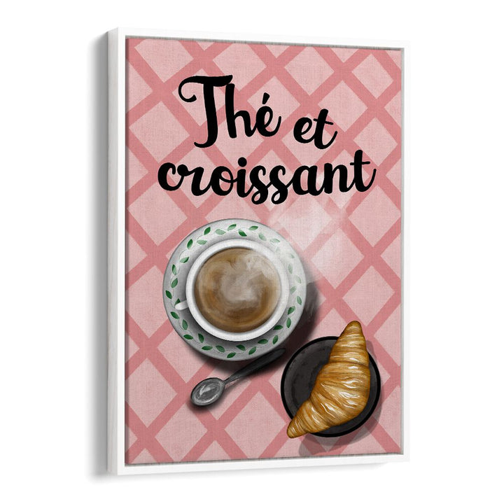 Cozy café art featuring a croissant and coffee, perfect for THE ET CROISSANT , BAR ambiance.