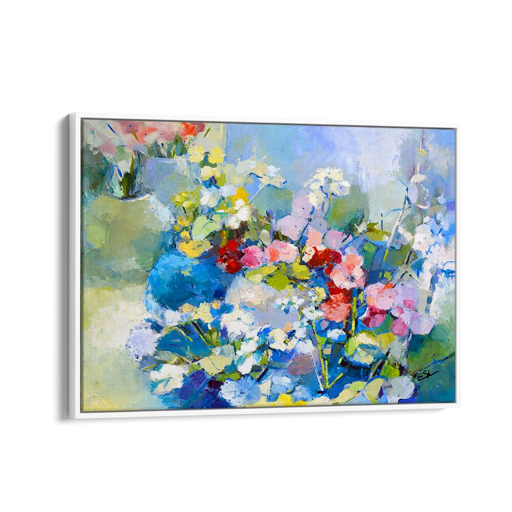 Colorful WILDFLOWERS in an ABSTRACT PAINTING, capturing nature's vibrancy for your home decor. Perfect for floral lovers.