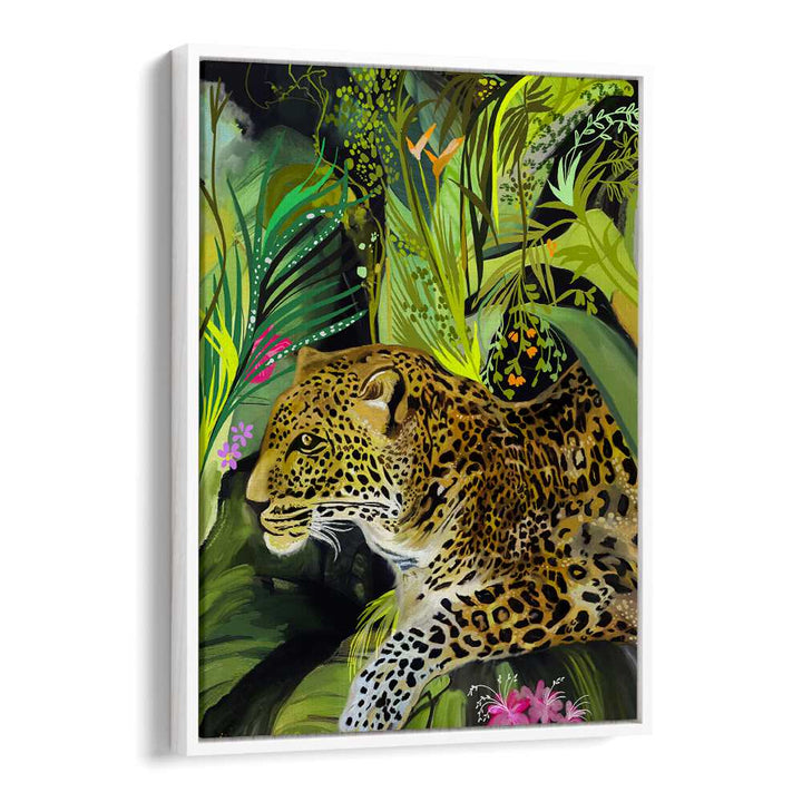 Fierce elegance of the LEOPARD KING, ANIMAL PAINTINGS, showcasing stunning leopard print and vibrant foliage.