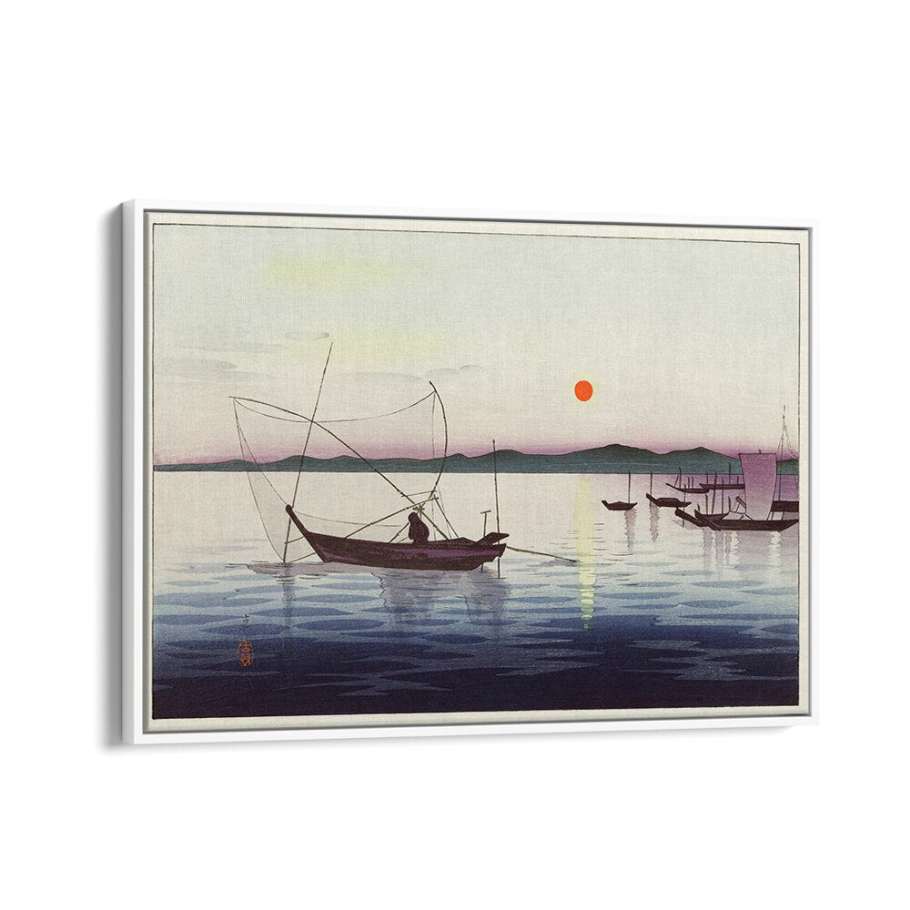 BOATS AND SETTING SUN (1900 - 1936) , JAPANESE PAINTINGS , JAPANESE ART PRINTS