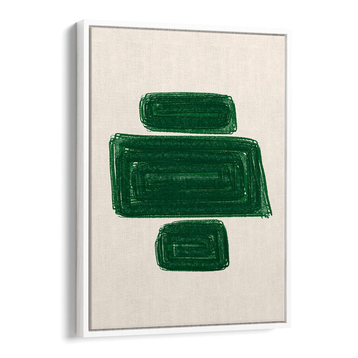 SIMPLEX I, GEOMETRIC ART PRINTS showcase vibrant green shapes on a neutral backdrop, perfect for modern decor.