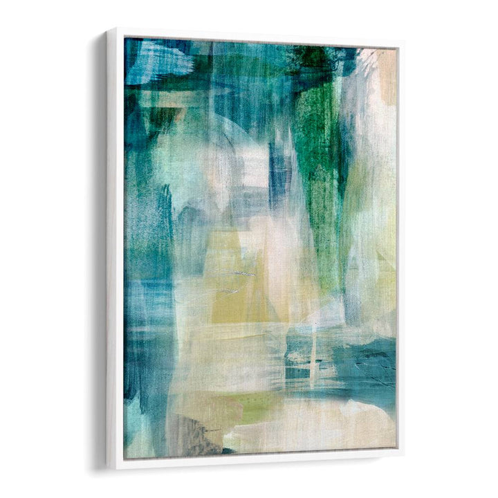 Vibrant RAIN COLLAGE II, ABSTRACT PAINTINGS artwork featuring soothing blue and green tones, perfect for modern decor.