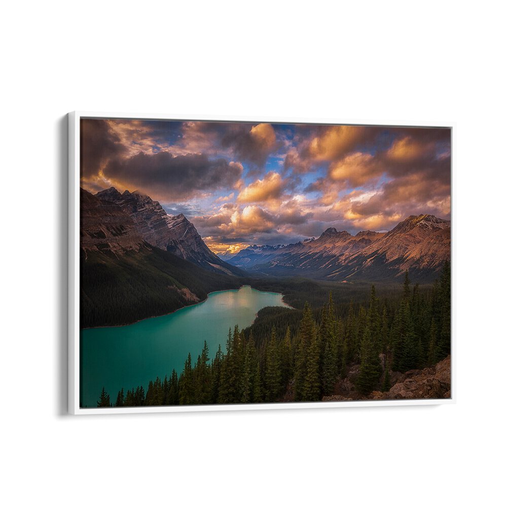Breathtaking PEYTO LAKE AT DUSK, PHOTOGRAPHY PRINTS showcasing serene wilderness and vibrant colors. Transform your space!