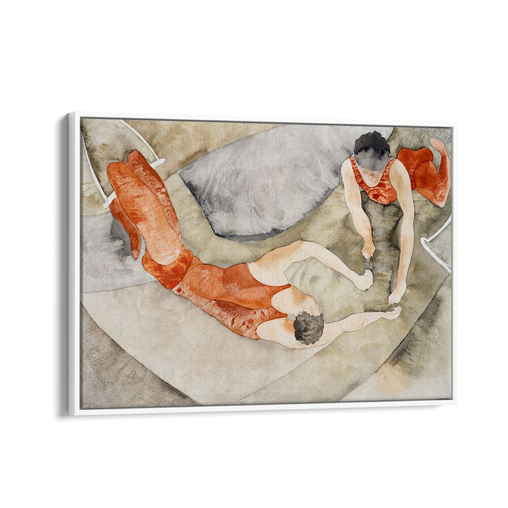 TWO TRAPEZE PERFORMERS IN RED (CA.1917) , VINTAGE PAINTINGS