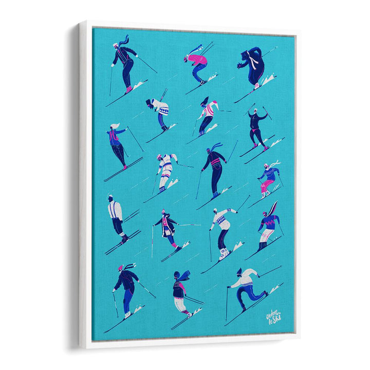 Stylish LE SKI BLUE sports posters showcase vibrant skiers in action, perfect for winter sports enthusiasts.