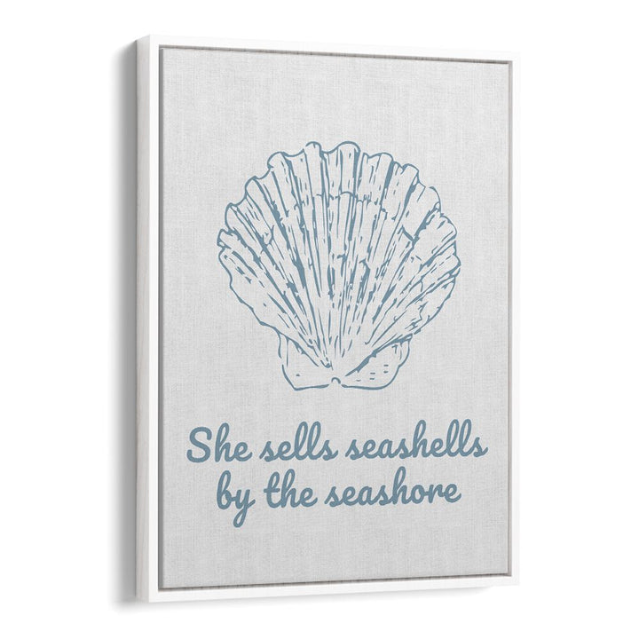 SHE SELLS SEASHELLS, BEACH PAINTINGS feature a charming seashell design, perfect for ocean lovers.