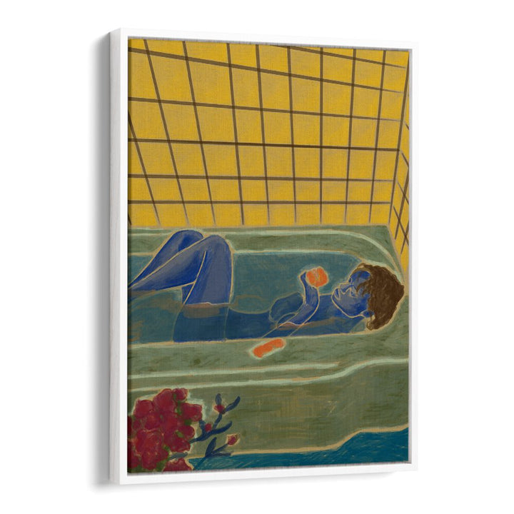 Elegant artwork featuring a figure in a tub surrounded by roses, reflecting the beauty of THE ROSE, PORTRAITS collection.