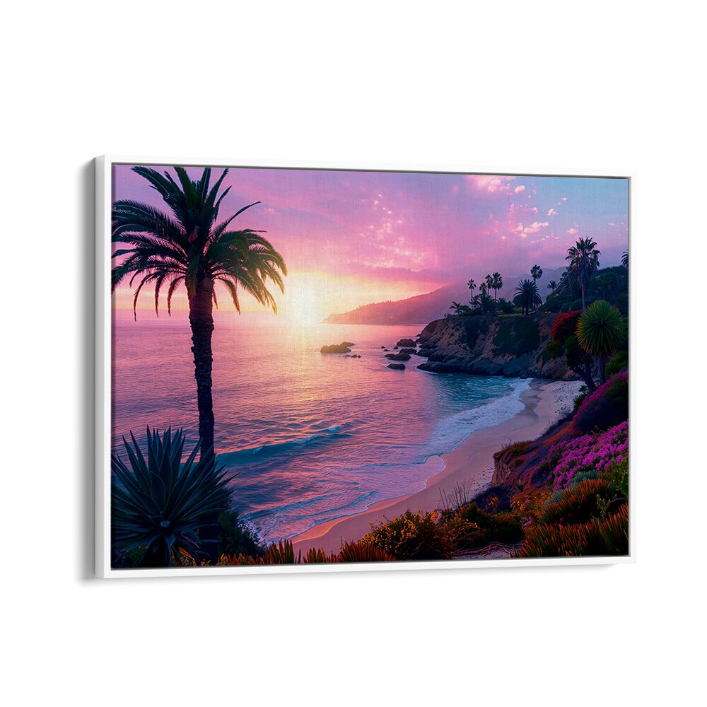 Vibrant PURPLE SUNSET IN LAGUNA BEACH, BEACH PAINTINGS by Philippe Hugonnard, ideal for home or office decor.