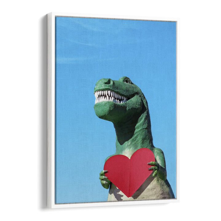 surreal painting - TYRANNOSAURUS REX WITH A RED PAPER HEART I by Asianmonk