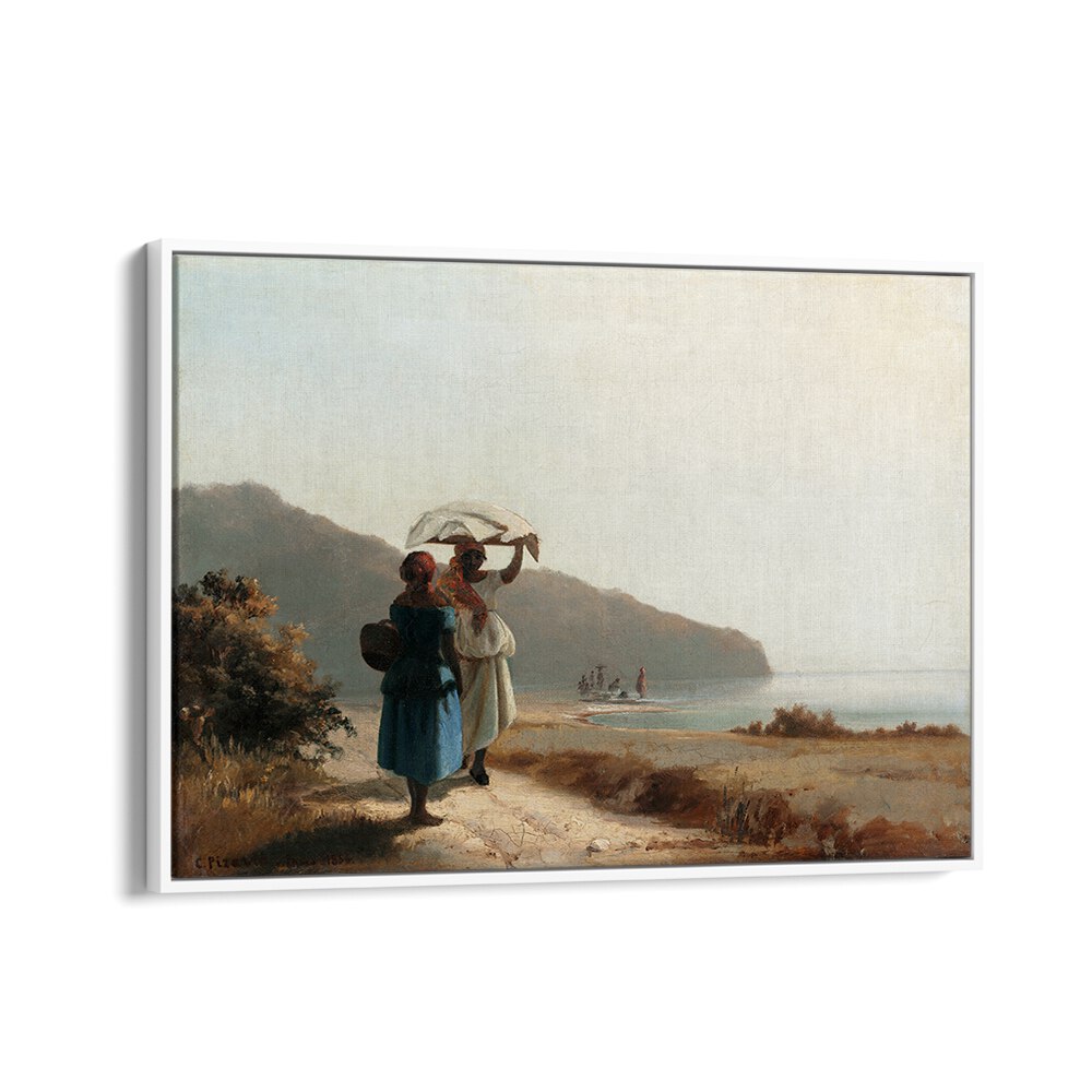 TWO WOMEN CHATTING BY THE SEA, ST. THOMAS (1856) , VINTAGE PAINTINGS