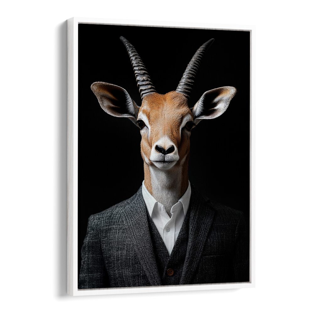 WILD SUITS - ANTELOPE, ANIMAL PAINTINGS showcases a stylish antelope in a sharp suit, blending art with elegance.