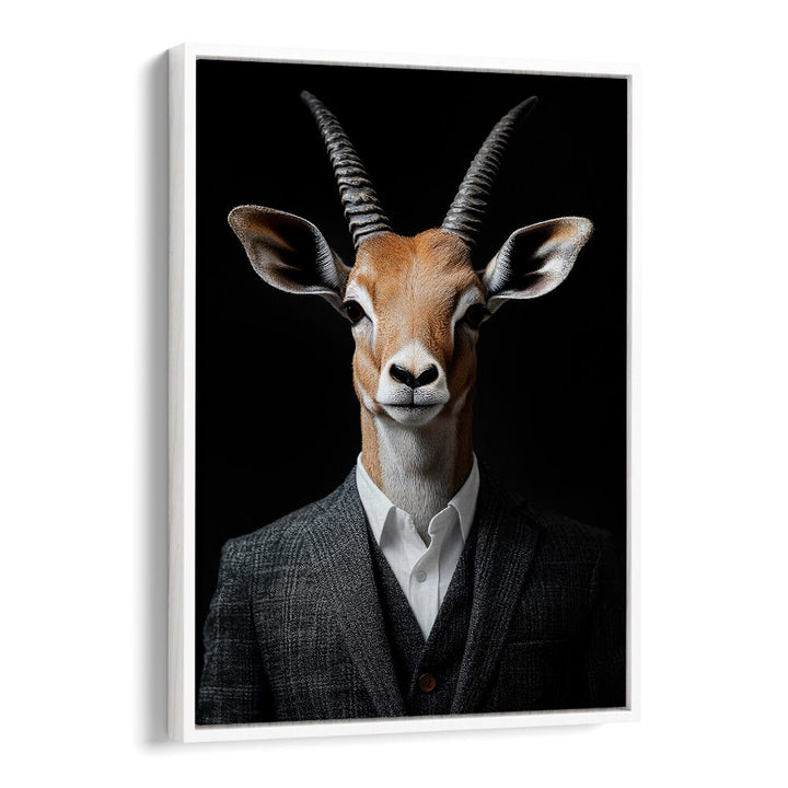 WILD SUITS - ANTELOPE, ANIMAL PAINTINGS showcases a stylish antelope in a sharp suit, blending art with elegance.