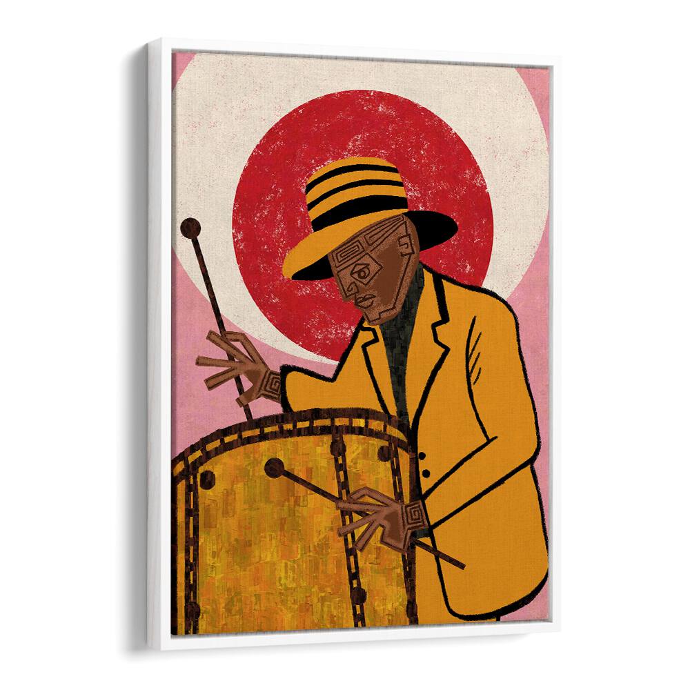 Vibrant MUSICIAN GUY II, MOVIE POSTERS showcasing a drummer in stylish attire, perfect for music enthusiasts.